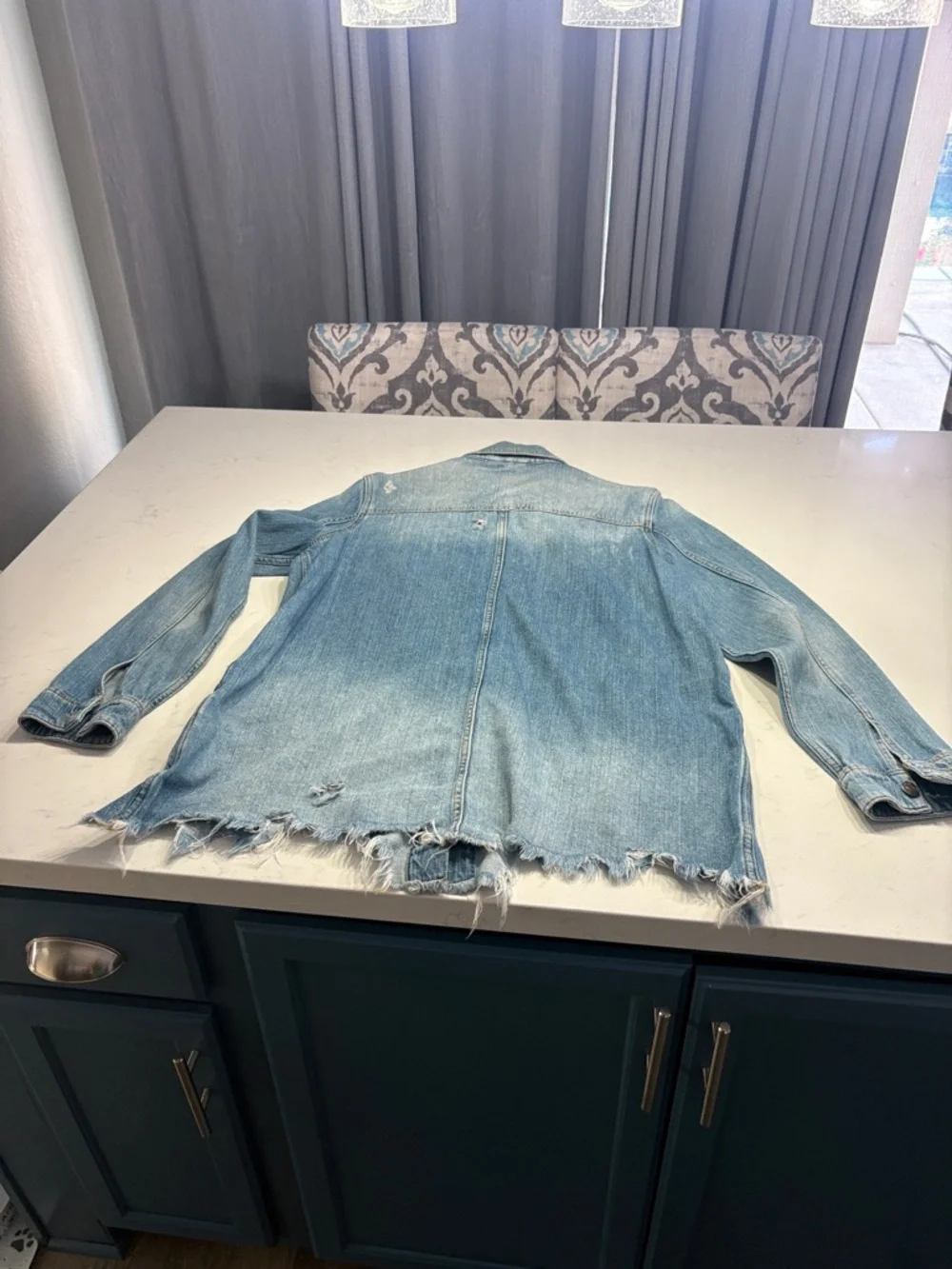 Free People Light Blue Distressed Denim Jacket - Picture 3 of 3